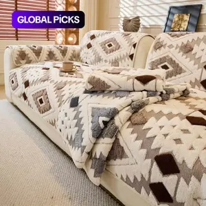Boho Style Geometric Pattern Quilted Sofa Cover, Soft Comfortable Dustproof Sofa Protector, Sofa Cushion Cover for Home Living Room, Bedroom, Hotel & Dormitory #GLOBAL PICKS