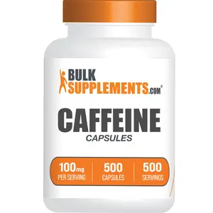 BulkSupplements Caffeine Capsules - Edible - Energy Supplement - Pure Caffeine - 500 Capsules - 100mg per Serving