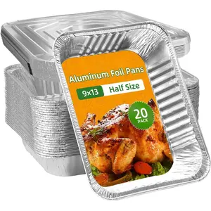 20 Pack 9x13  Foil Pans with  - Disposable Baking Pans,  Containers, Oven Safe Steam Table Trays for Cooking, Meal Prep, Catering, Party, Storage & Transport - , 2.5" Deep