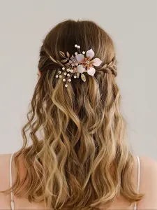 Flower Design Bridal Hair Comb, Elegant Rhinestone Decorated Hair Accessories for Wedding Bridal Party Formal Occasions, Fashion Hair Accessories for Women, Tiara