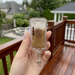 Coffee IV Bag Badge reel, Retractable ID Holder, Nurse Gift, Nurse badge reel, pharmacy, healthcare, work accessory