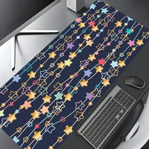 Whimsical Rainbow Stars Large Gaming Mouse Pad,Aesthetic Desktop Drotection Pad,Washable Rubber Pad Non-Slip Lock Edge Multi-Size Mouse Pad Suitable For Home Office,Good Gift for Family and friends,Desktop Accessory, Desk Accessories