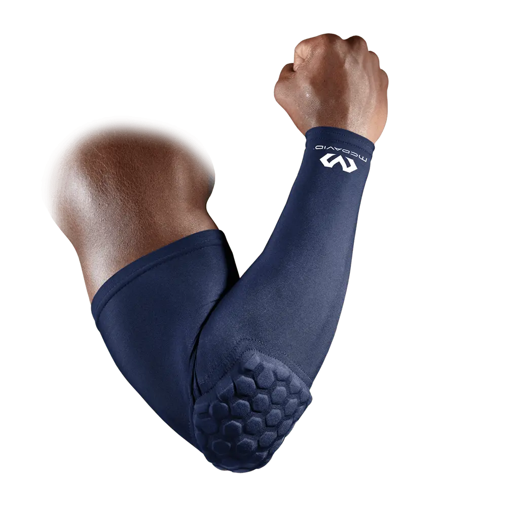 McDavid HEX Shooter Arm Sleeve - Single Royal Blue, 9mm HEX Technology, Arm Compression, Sport-Specific Elbow Protection, Collision-Absorbing Gear for Basketball Athletes, Absorbs Collisions