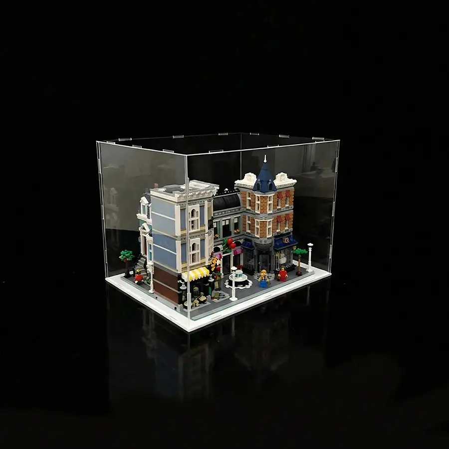 Clear Transparent Acrylic Simple Self-Assembly Display Box with White Base, Removable Figures Toys Props Display Riser Stand, Cube Countertop Decorative Storage Box for Home Organization, Cute Figure Box, Organiser, 40*30*30cm(Model not included)
