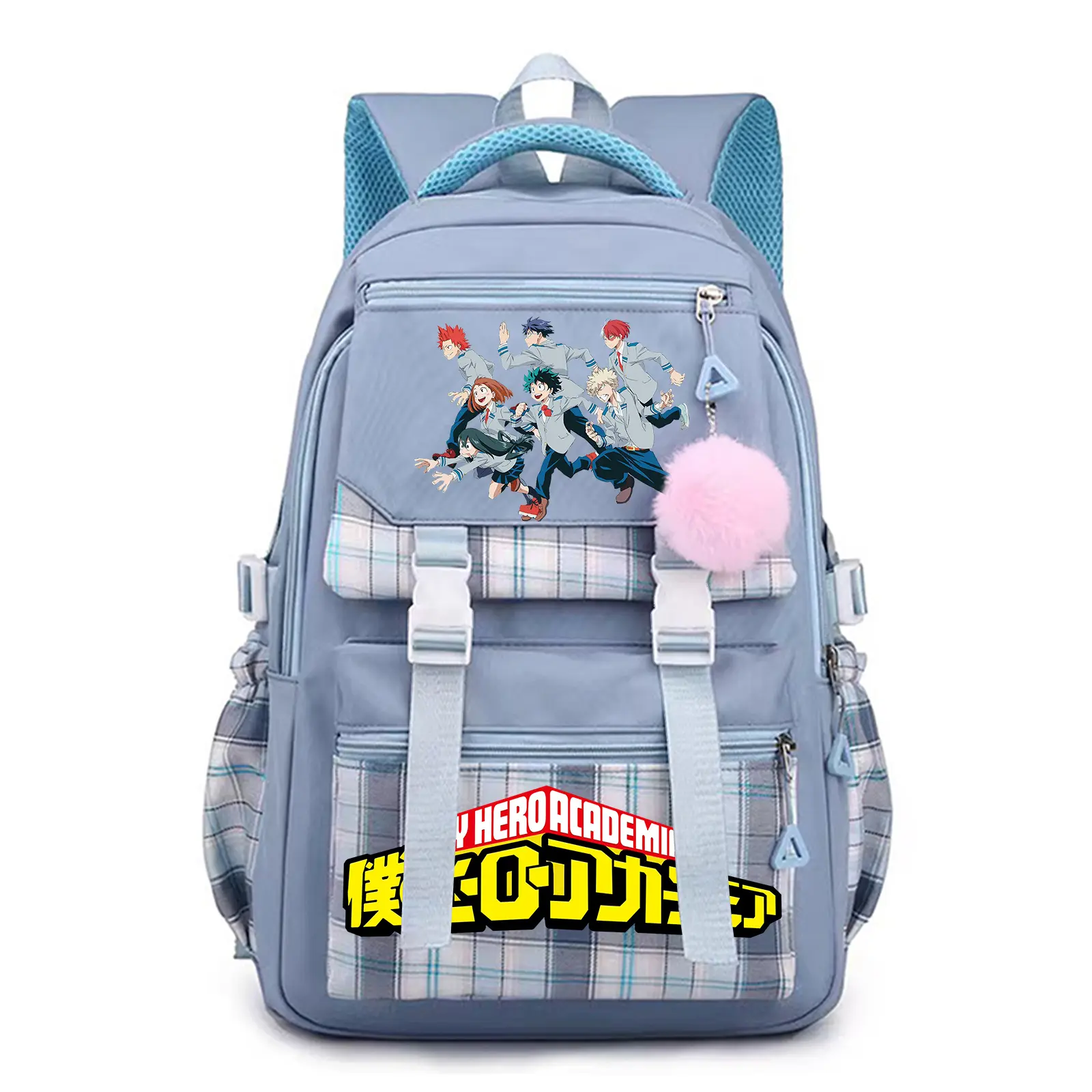 Versatile Casual Printed Backpack for Adults - Waterproof Polyester Canvas Laptop Bag with Multiple Pockets, Hanging Accessories, Reusable for School, Travel - Blue, Backpacks for School