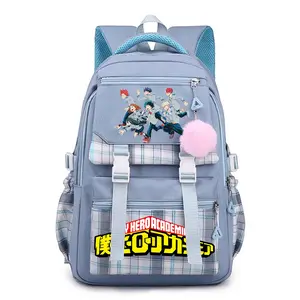 Hero Academia Backpacks Women's Classic Cartoon Laptop Backpack Travel Daypack Lightweight Bag Large Capacity Multi Function -Blue