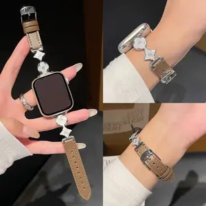 Lucky Four-Leaf Clover Apple Smartwatch Band, Fits All Apple Watch Models 1/2/3/4/5/6/7/8/9/10/se/ultra, Fashion Creative Accessory