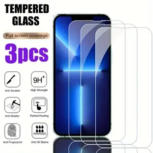 3pcs/Set Protective Tempered Glass For IPhone 16 PRO MAX Screen Protector For IPhone 15 14 13 12 11 Pro Max Plus Glass Film Protection Accessories Phone Accessory Cellphone Smartphone
