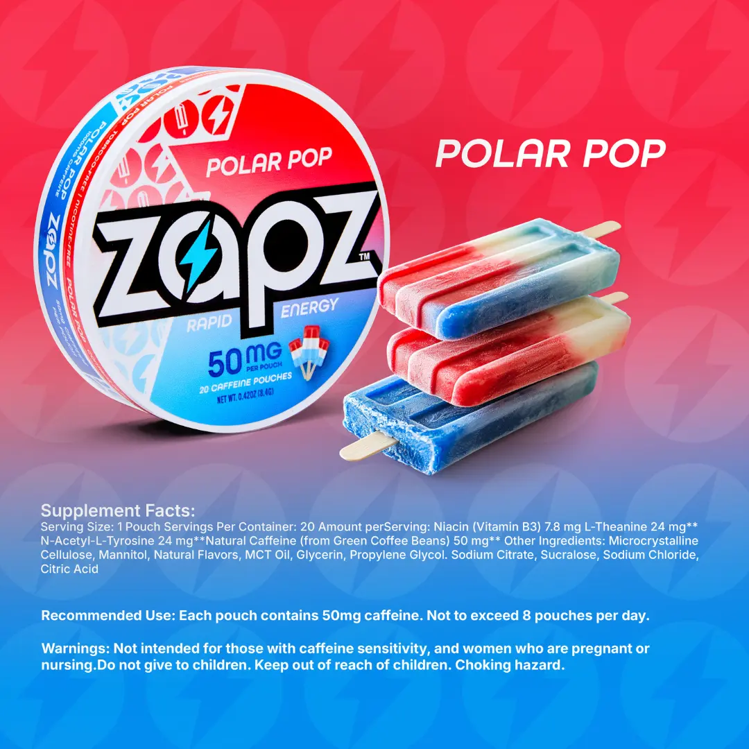 ZAPZ Caffeine Pouches, Polar Pop, 5 Cans x 20 Count, Energy
