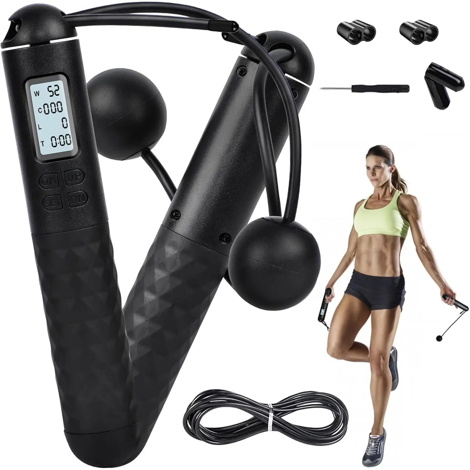 Cordless Jump Rope with Counter for Fitness - Adjustable Smart Skipping Rope For Men Women Kids Outdoor Speed Boxing Crossfit Workout Exercise Cardio
