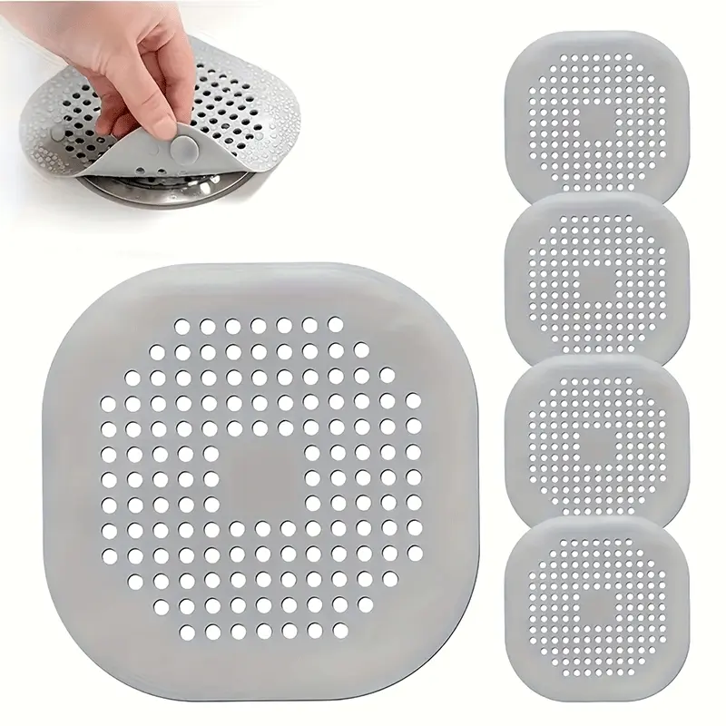 Square Silicone Floor Drain Cover, Bathroom Sewer Hair Filter, Household Draining Pad, Durable & Easy Clean Design, Bathroom Essentials Accessories, Bathroom Accessory
