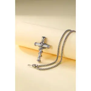 Snake Around Cross Spoon Necklace Exquisite Hollow Design Spoon Inside Pendant Necklace Trendy Stainless Steel Jewelry Presents