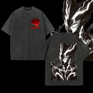 Men's Retro Vintage Anime Character & English Slogan T-Shirt, American Street Loose Round Neck Versatile Personalized Trendy Cotton Short Sleeve  Japanese anime, hot-blooded, energetic sports Top Everyday Fit Streetwear Tshirt Summer