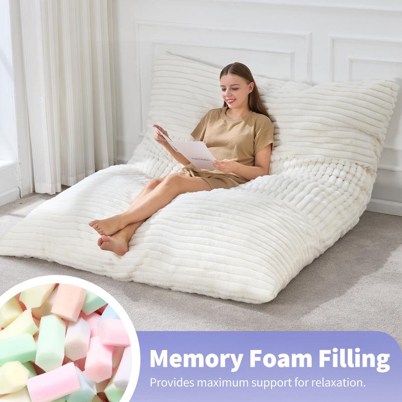 【Hobestluk】3 in 1 Giant Bean Bag Chairs Convertible Bean Bag Floor Cushion with Machine Washable Cover, Beanbag Chairs for Adult - 56"D x 76"W x 7"H