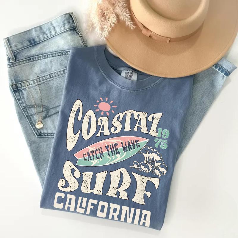 Comfort Colors Coastal Surf Coconut Girl Clothes Trendy Beachy Shirts Summer Vintage Graphic Tee Sweatshirt, Hoodie, Comfort Colors