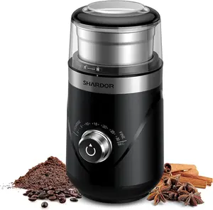 Electric Super Silent Blade Coffee Grinder, Timed Grind Control Rotary Knob, Adjustable Coarse to Fine for Coffee Beans, Spices & Herbs, with 1 Removable Stainless Steel Bowl, Black