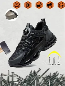 Men's Safety Shoes Eu Standard Steel Toe, Anti-Puncture, Knob Laces, Ideal for Construction, Warehouse, Work Sneakers, Sizes 38-48