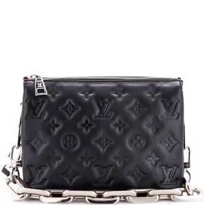 Pre-owned Louis Vuitton material Messenger Bags Coussin Bag Monogram Embossed Lambskin BB by Rebag