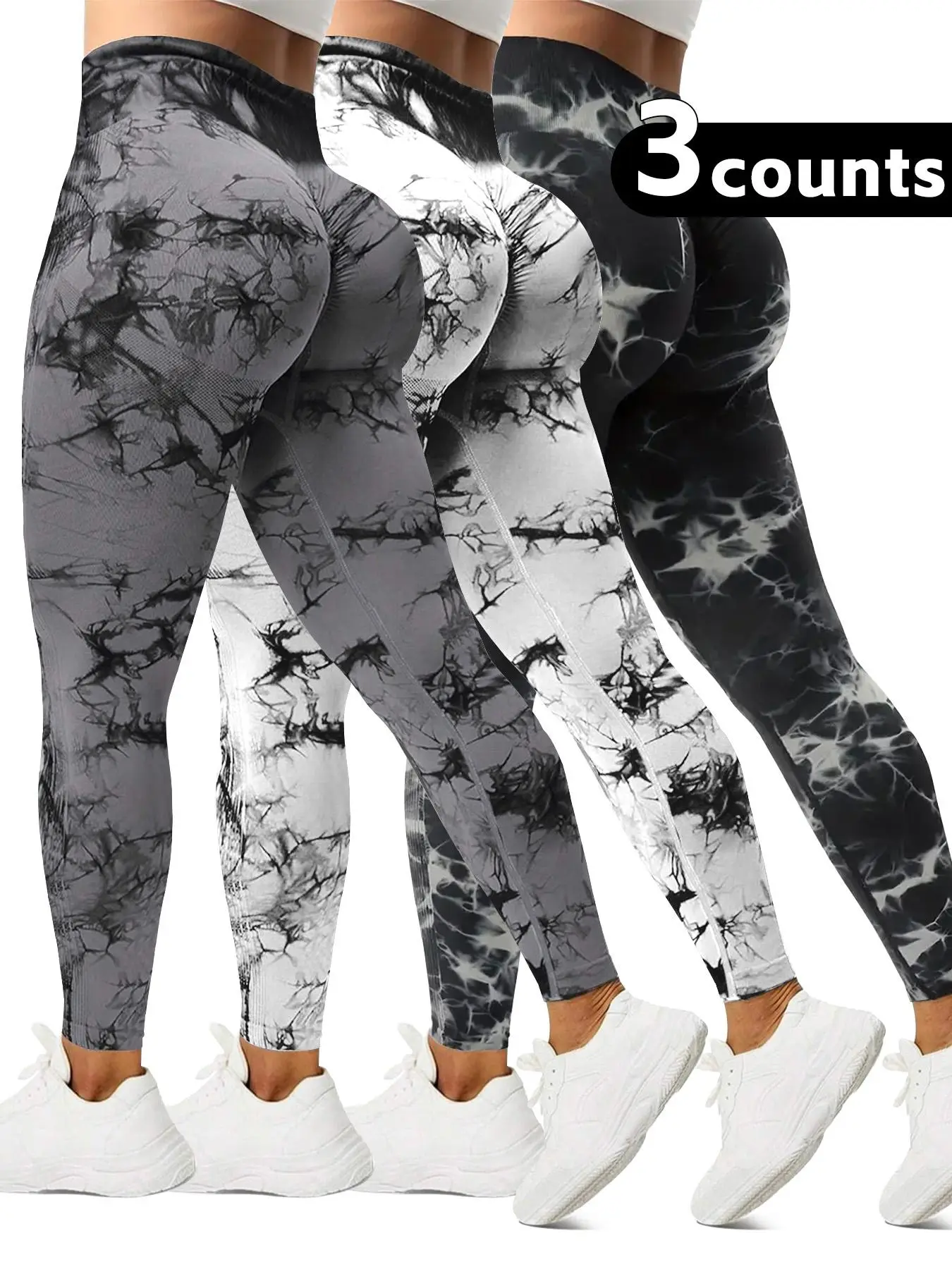 Women's Tie Dye Print High Waist Sports Leggings, Seamless High Stretch Skinny Pants, Ladies Sportswear for Indoor Outdoor Wear