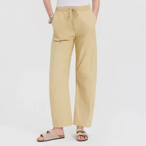 Women's Mid-Rise Barrel Leg Ankle Length Pants - Universal Thread Beige XL