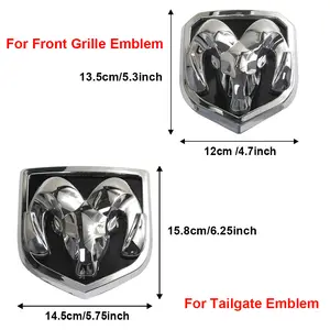 RAM front and rear illuminated LED badge set, suitable for 2009-2018 RAM pickup models 1500/2500/3500 front and rear emblems, pickup accessories, emblem set, LED illuminated badge set, LED lights, car decoration