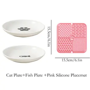 Pet Feeding Bowl Set with Thick Iron Frame and Ceramic Plate, High Foot Neck Protection for Cat and Dog Food, Durable and Safe Design