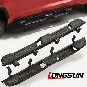Longsun Running Boards for 2022-2026 TUNDRACREW MAX(4 full-size doors), Carbon Steel NerfBarsSideSteps forFull Size Truck, Black