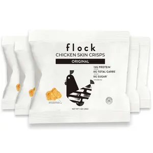 Chicken Skin Chips |   Original Flavor |   Low Carb, High Protein, Sugar Free, Gluten Free Fried Chicken Skins for People |   (1oz) 8Pack Crispy Flock Chips