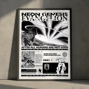 Neon Genesis Evangelion Anime Manga Poster Art Print, Vintage Minimalist Japanese Wall Decor Artwork