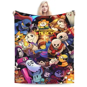 Undertale Sans Blanket Ultra Soft Flannel Cozy Warm Anti Pilling Wrinkle Resistant Bedroom Couch Sofa Throw Decor Birthday Christmas Gift for Gamers Fans Kids Teens Men Women Pixel Art Style