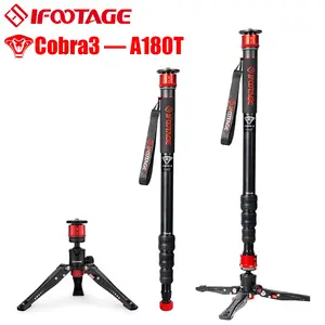 IFOOTAGE Cobra 3 A180T Camera Monopod Aluminum Professional Video Monopod with Tripod Base Suitable for SLR Cameras and Camcorde Lock Detachable