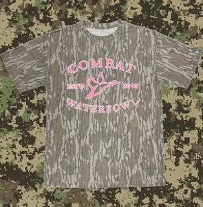 Mossy Oak Pink Combat Original Bottomland Camo Tee | Washed Out Short Sleeve, Original Stretchy T-Shirt for Men Women, 3D Camo Style T-Shirt, Fanmade Design