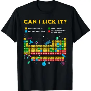 Can I Lick It Periodic Table Funny Science Teacher Student T-Shirt Graphic tees
