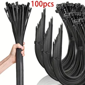 100Pcs Black Zip Ties Extra Strong Self Locking Nylon Straps Waterproof For Car Engine Bundling Cables Emergency Kit plastic cable tie self-locking nylon zip tie