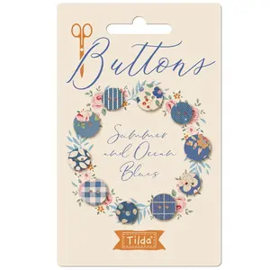 Tilda Creating Memories Summer Fabric-Covered Buttons, 10 pc (10mm & 12mm)