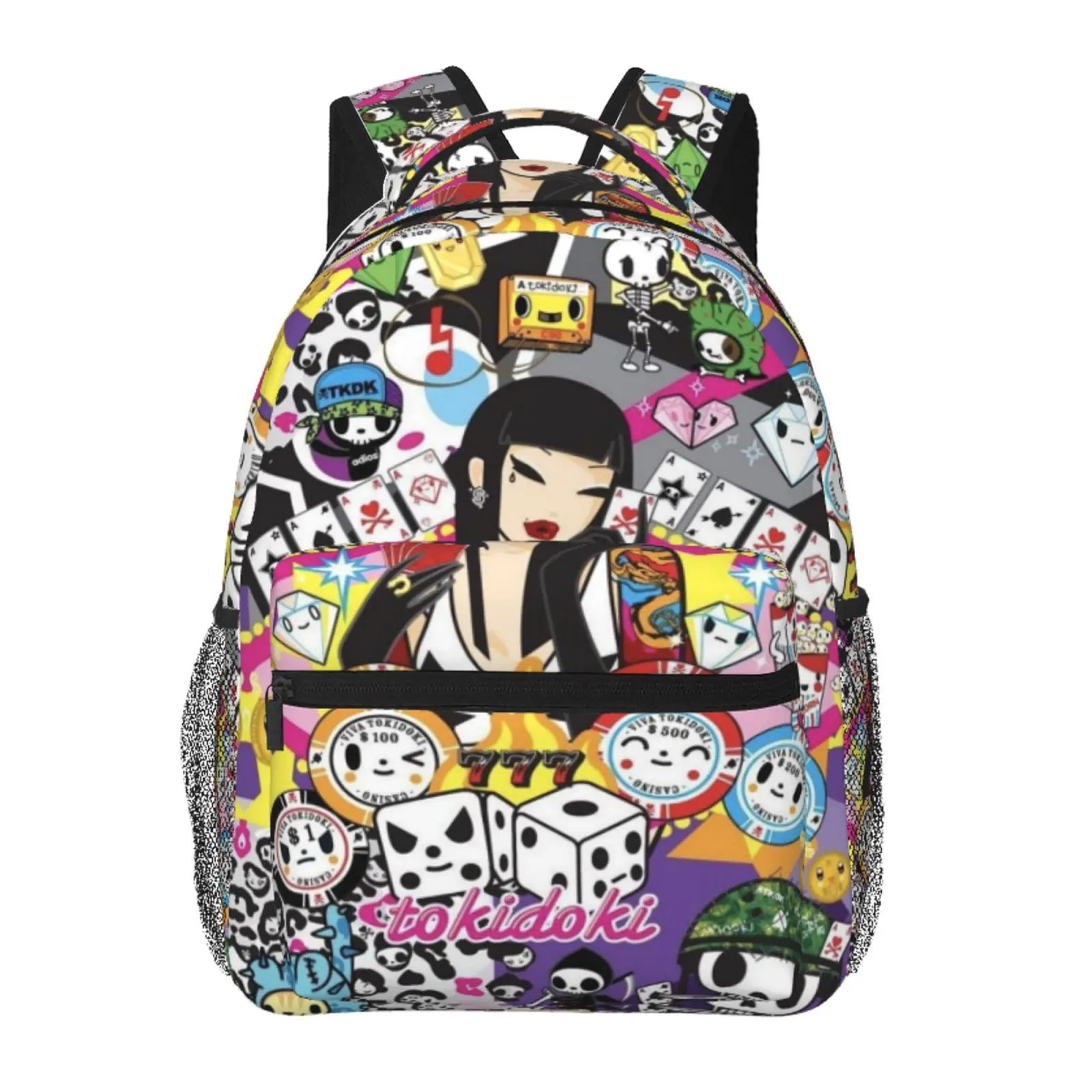 Tokidoki Ergonomic Padded Strap All Over Print Large Capacity Backpack for Campus and Fan Convention Cartoon Casual Merch Laptop Backpack Gift for Men Women Fans