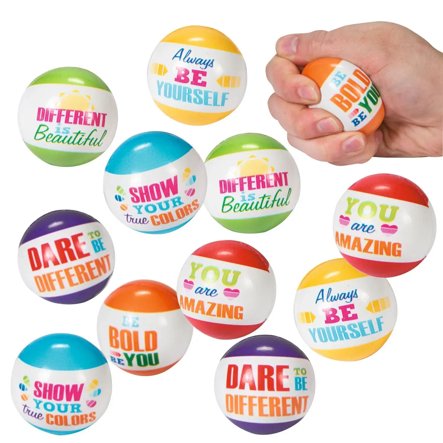 Colorful Mini Paint Chip Motivational Stress Balls - 48 Pc.