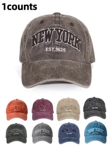 Men's Adjustable Baseball Cap, Washed Embroidered Design, Vintage Style Sun Hat, Unisex Outdoor Streetwear, Multi-Functional, Outdoor Sports Hat