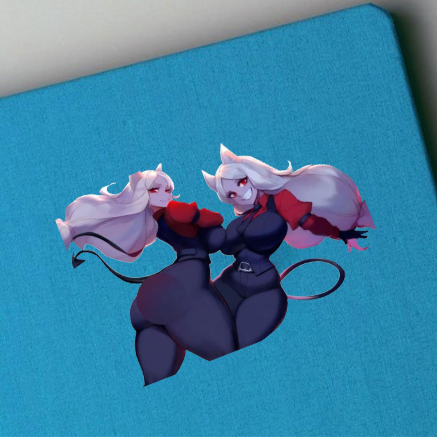 Cute Devil Girl Duo Sticker, Anime Style Fantasy Character, Aesthetic Cartoon Decal, Laptop Sticker, Water Bottle, Phone Case, Car Window, Trendy Gift Idea