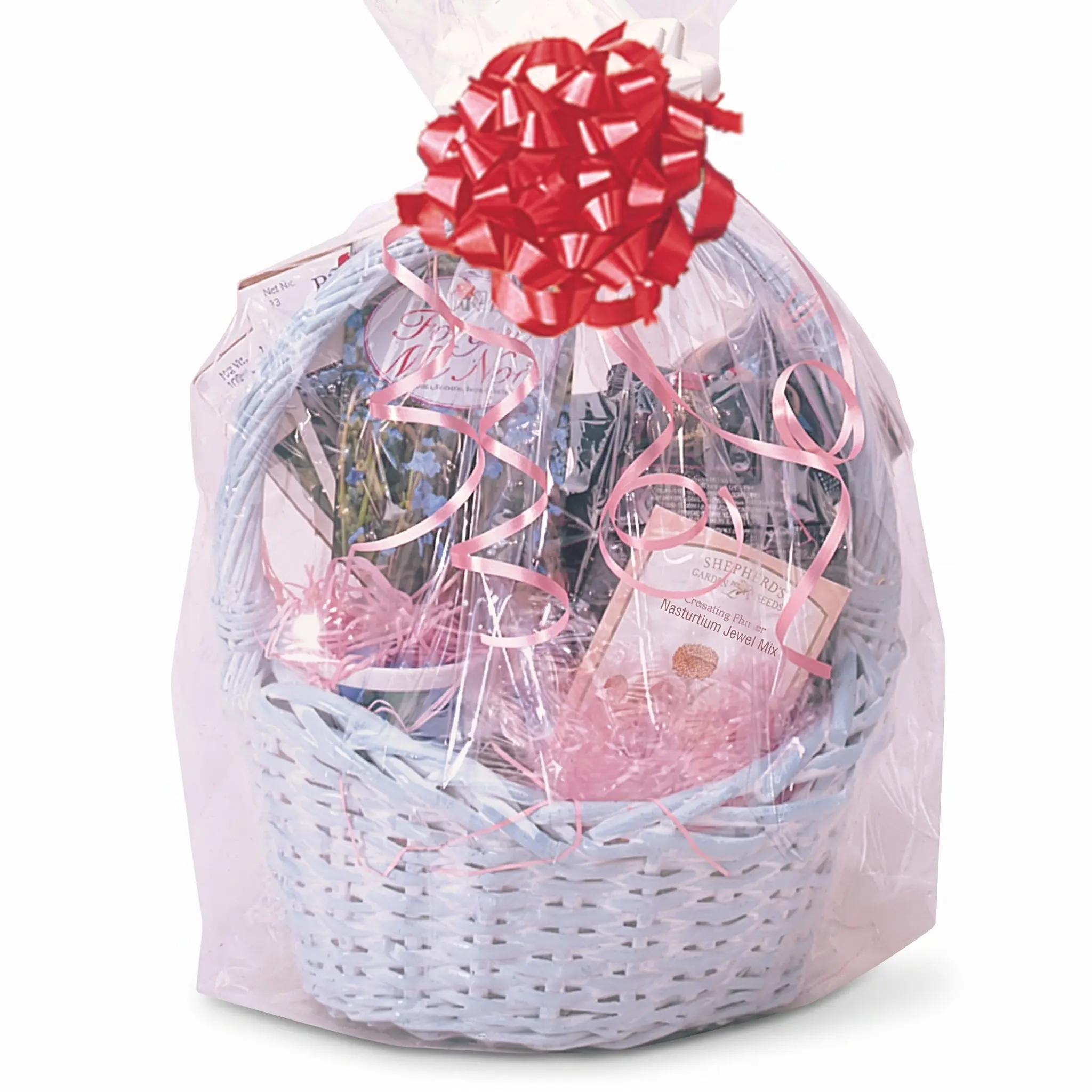 Clear Cello Shrink Wrap Basket Bag - Professional Gift Presentation Clear Cello Shrink Wrap Basket Bag - Professional Gift Presentation