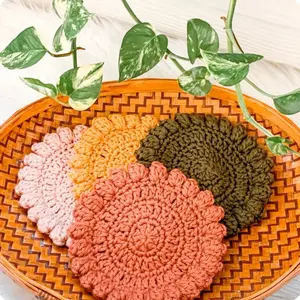 Handmade Boho Crochet Coaster Set