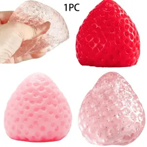 Creative Strawberry Ball Stress Relief Toy, Cute Fruit Squeeze Toy for Kids & Adults, Fun and Relaxing Squishy Fidget Toy for All Ages, Fidget Stress Balls, Squishies