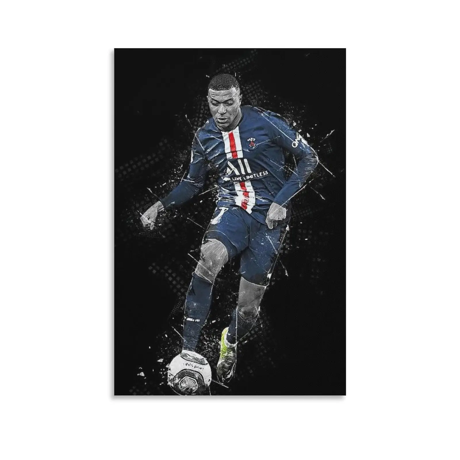 Football Sports Kylian Mbappe Poster Picture Art Print on Canvas Home Room Decor Mural