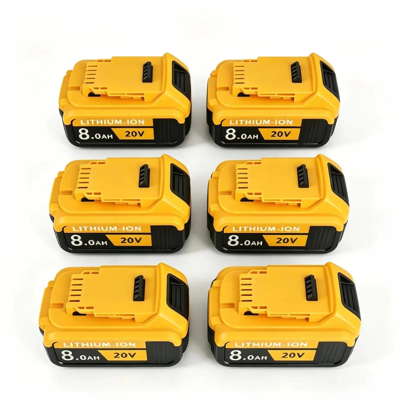 6 Pack of DeWalt cordless power tools for battery replacement, suitable for outdoor and household wireless power tools, 20V/8Ah lithium-ion battery, long endurance battery, compatible with DCB200, DCB203, DCB208, with power indicator light display