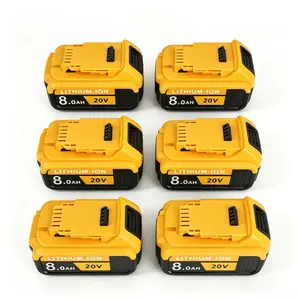 6 Pack of DeWalt cordless power tools for battery replacement, suitable for outdoor and household wireless power tools, 20V/8Ah lithium-ion battery, long endurance battery, compatible with DCB200, DCB203, DCB208, with power indicator light display