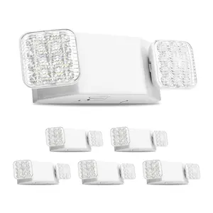 VEVOR 6 Pack Emergency Lights for Business, with Battery Backup, Commercial LED Emergency Exit Lighting Fixtures, AC 120/277V, with Two Square Head Adjustable, 90-Minute Backup, for Business, White
