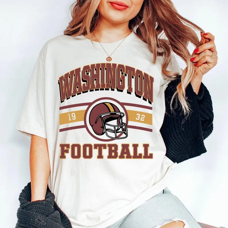 [Sale Up To 50%] Retro Washington Football Style Shirt, Washington Crewneck Commander Shirt, Washington Fan Gift, Sunday Football Shirt, Game Day, Graphic Streetwear T-shirt