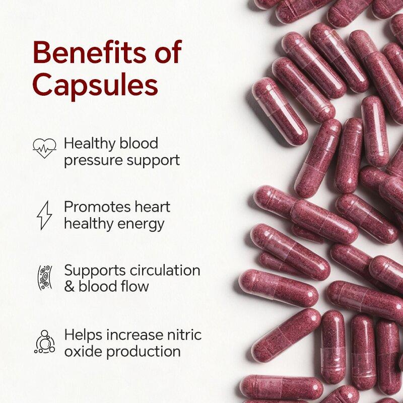 Beet Root Capsules: 1000mg Beet Root + 150mg Grape Seed Extract