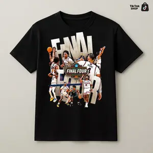 Final Four Basketball Graphic T-Shirt Team Collage Design Streetwear Sports Tee Unisex Cotton Vintage Style Casual Shirt for Men Women