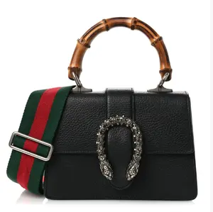 Pre-owned GUCCI GG Black Dionysus Bamboo Handle Shoulder Bag